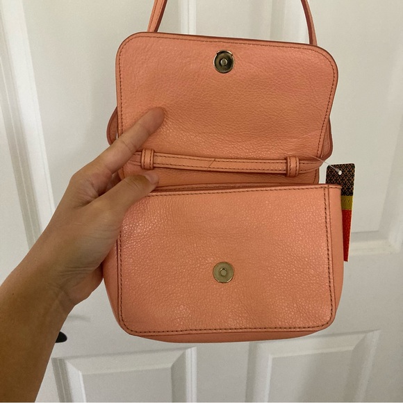 Tory Burch Slim Amanda Cross Body crossbody bag purse logo salmon cantaloupe TAG - Picture 11 of 12